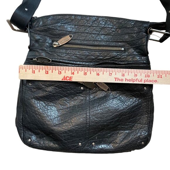 Kenneth Cole Reaction Black Leather Crossbody Bag With Adjustable Strap & Multip - Picture 4 of 11